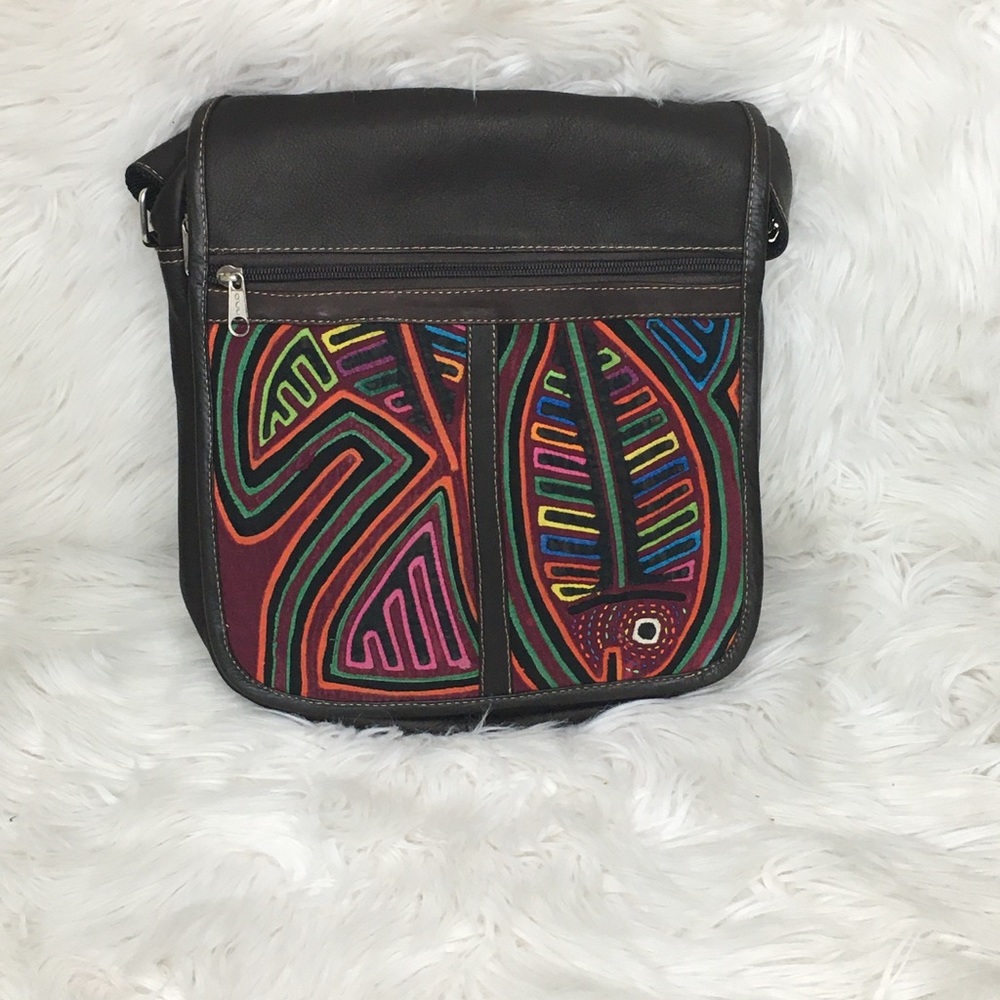 New leather, tribal cross body bag.